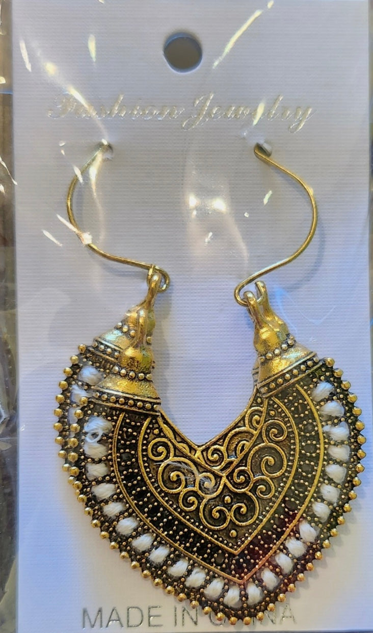 Aqua Bohemian Ornate Loop Earrings
