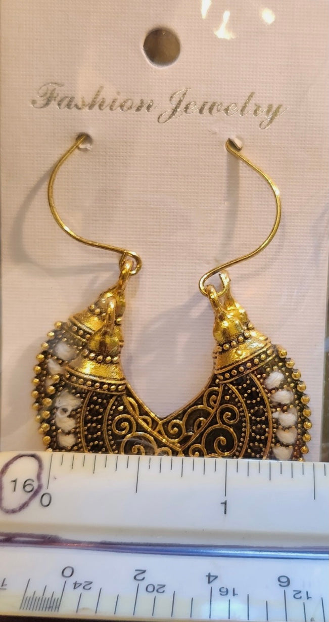 Ivory Bohemian Ornate Loop Earrings