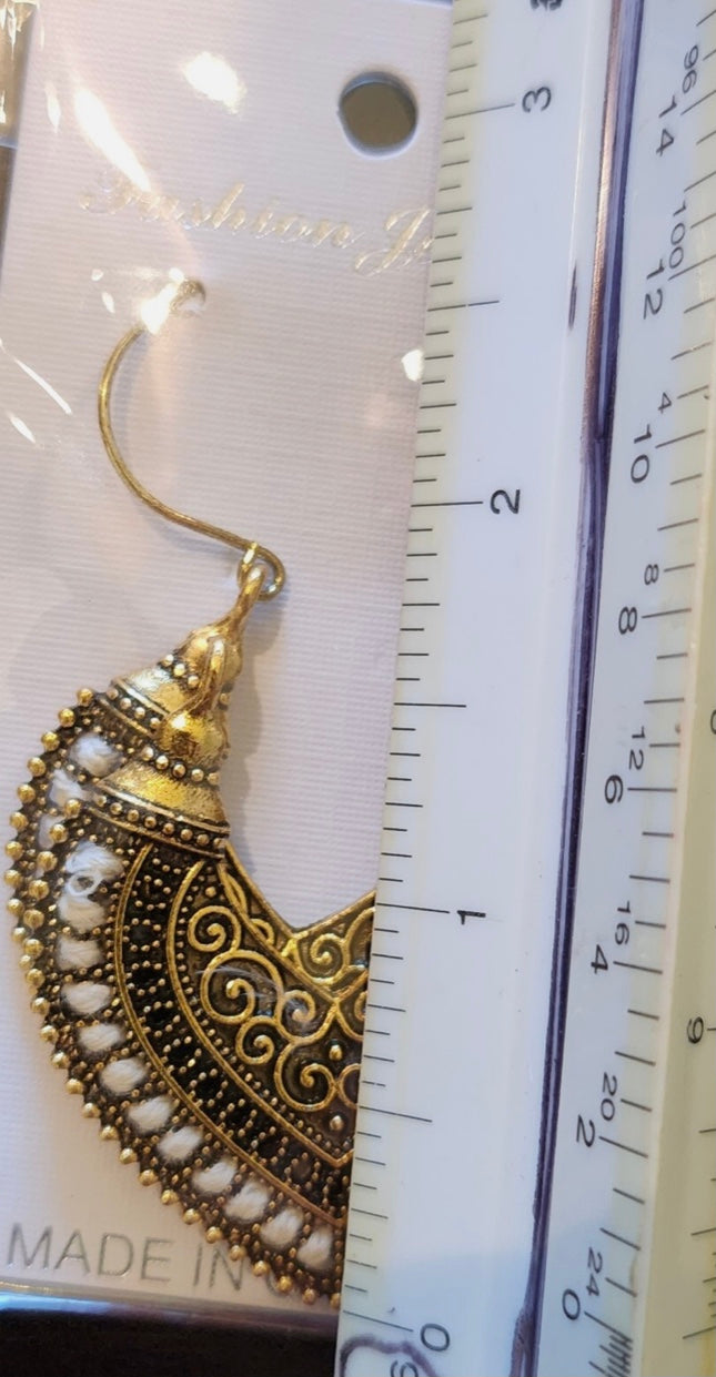 Ivory Bohemian Ornate Loop Earrings