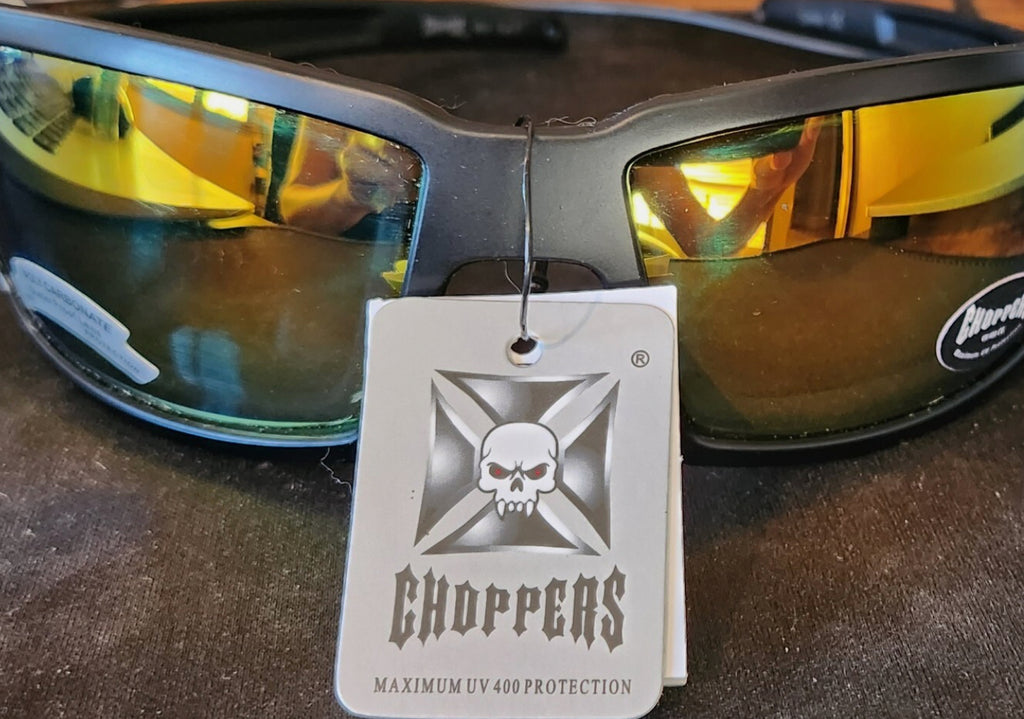 Chopper Sunglasses -Gold Tone Lens Blocks 100% UVA & UVB