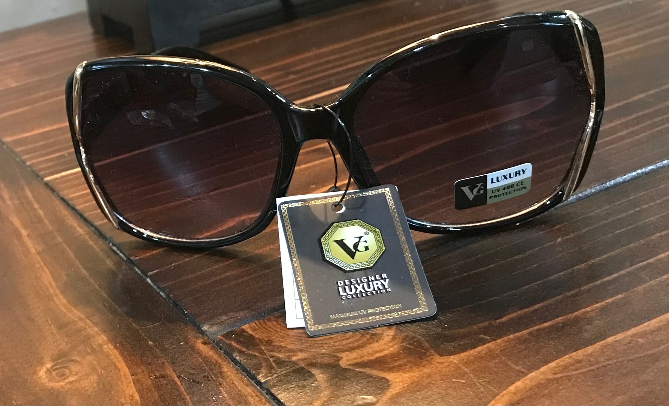 VG Luxury Butterfly Sunglasses - Gold Tone frame w/ brown lens