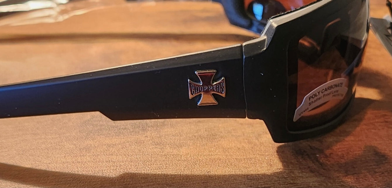Chopper Sunglasses -Brown Tone Lens Blocks 100% UVA & UVB