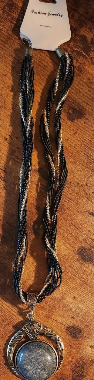 Bohemian Black Colored Stone Beaded Necklace