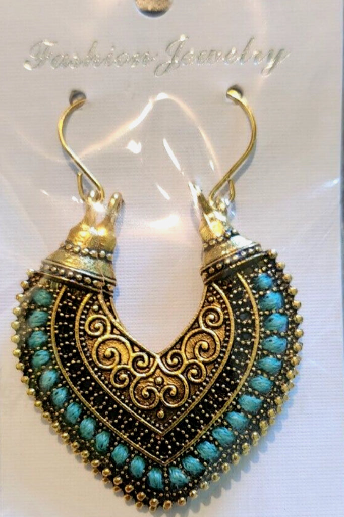Black Bohemian Ornate Loop Earrings