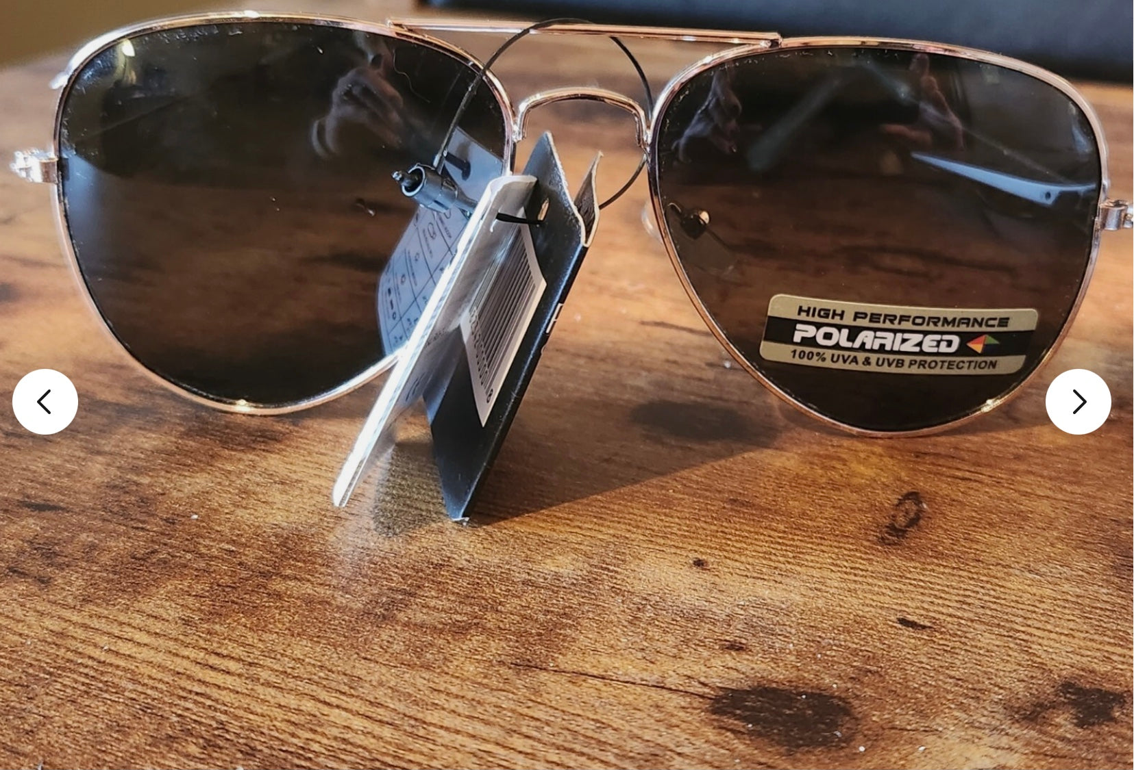 Aviator Style Sunglasses -Black Tone Lens Gold Tone Frame Blocks 100% UVA/UVB