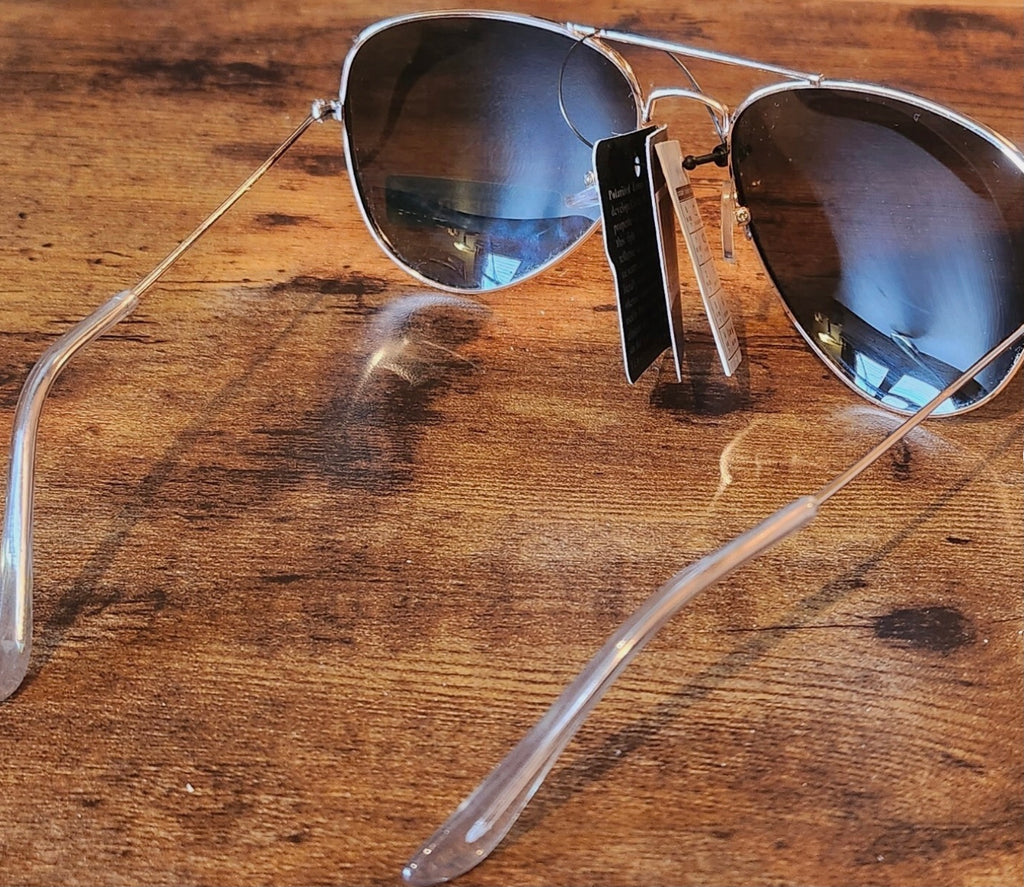 Aviator Style Sunglasses -Black Tone Lens Gold Tone Frame Blocks 100% UVA/UVB