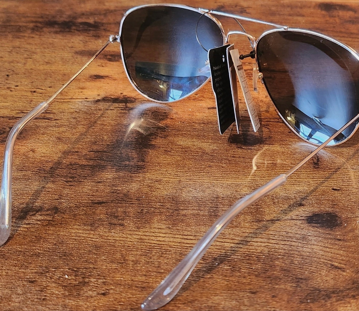 Aviator Style Sunglasses -Black Tone Lens Gold Tone Frame Blocks 100% UVA/UVB