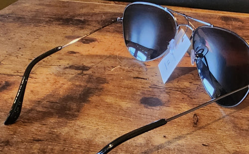 Aviator Style Sunglasses -Black Tone Lens Black Tone Frame Blocks 100% UVA/UVB
