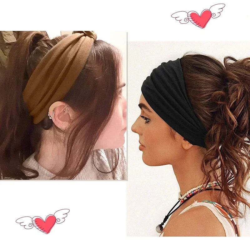 Head Band Women Hair Accessories Solid Wide Headband Bowknot Turbans