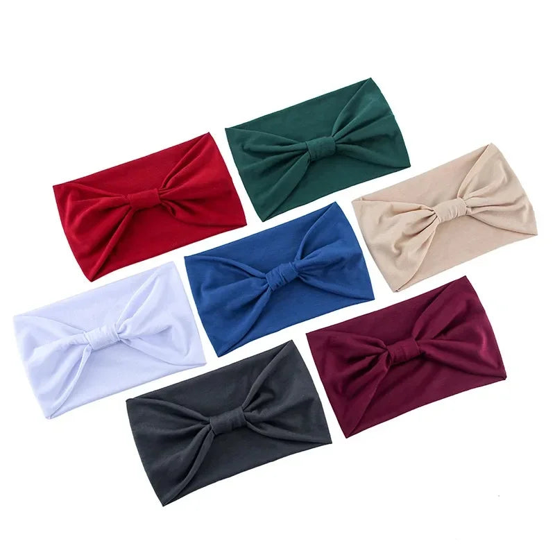 Head Band Women Hair Accessories Solid Wide Headband Bowknot Turbans