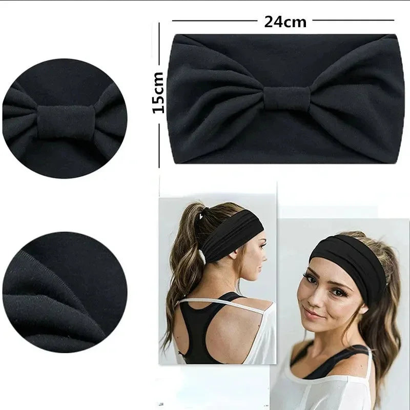 Head Band Women Hair Accessories Solid Wide Headband Bowknot Turbans