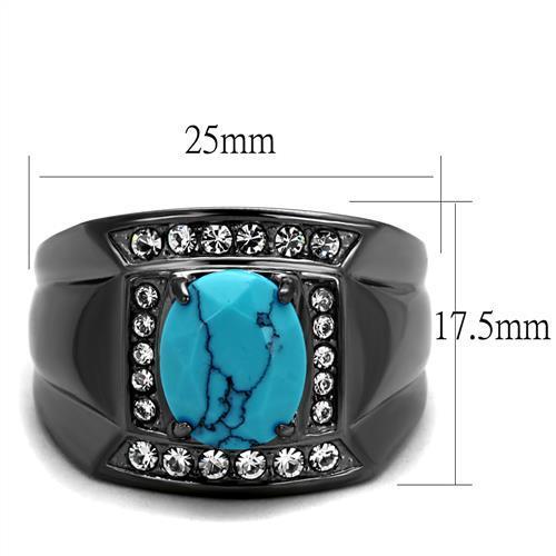 TK2662 - IP Light Black  (IP Gun) Stainless Steel Ring with Synthetic