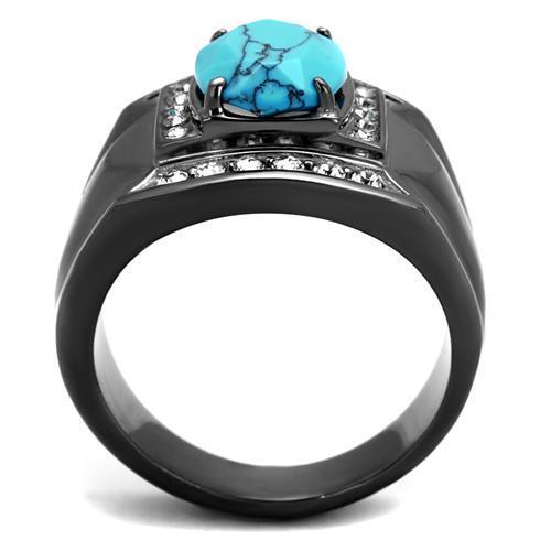 TK2662 - IP Light Black  (IP Gun) Stainless Steel Ring with Synthetic