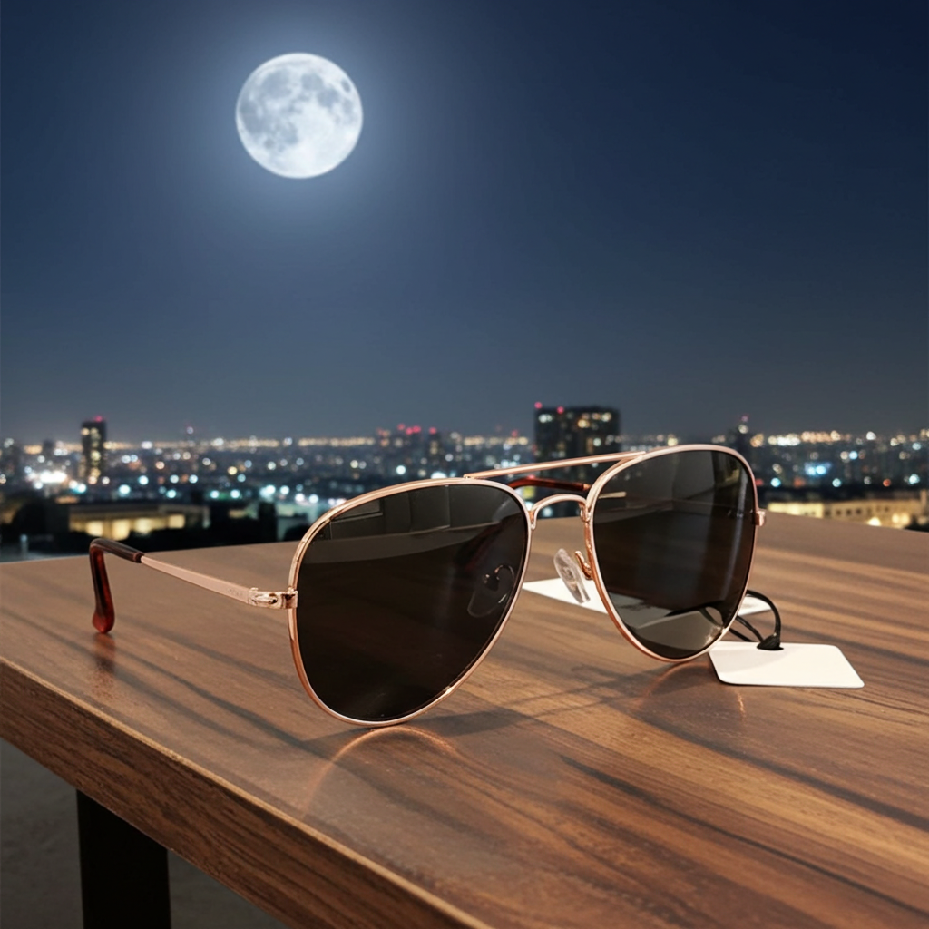 Aviator Style Sunglasses -Black Tone Lens Silver Tone Frame Blocks 100% UVA/UVB
