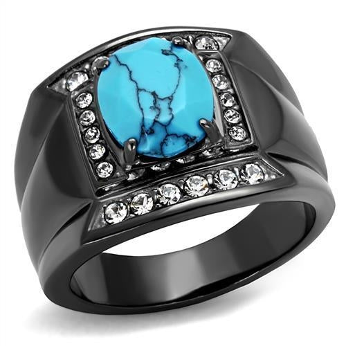 TK2662 - IP Light Black  (IP Gun) Stainless Steel Ring with Synthetic